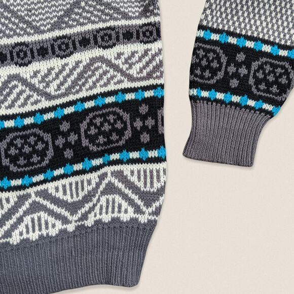 Vintage Grandpa Sweater Ski Fair Isle Crewneck Snowdrift Size Medium - Picture 3 of 4